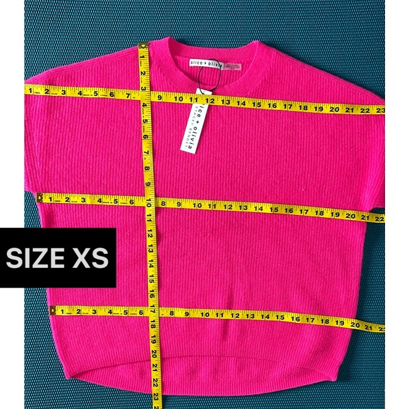 Alice + Olivia Caprice Wild Pink Cashmere Drop Shoulder Pullover Sweater - Picture 10 of 16